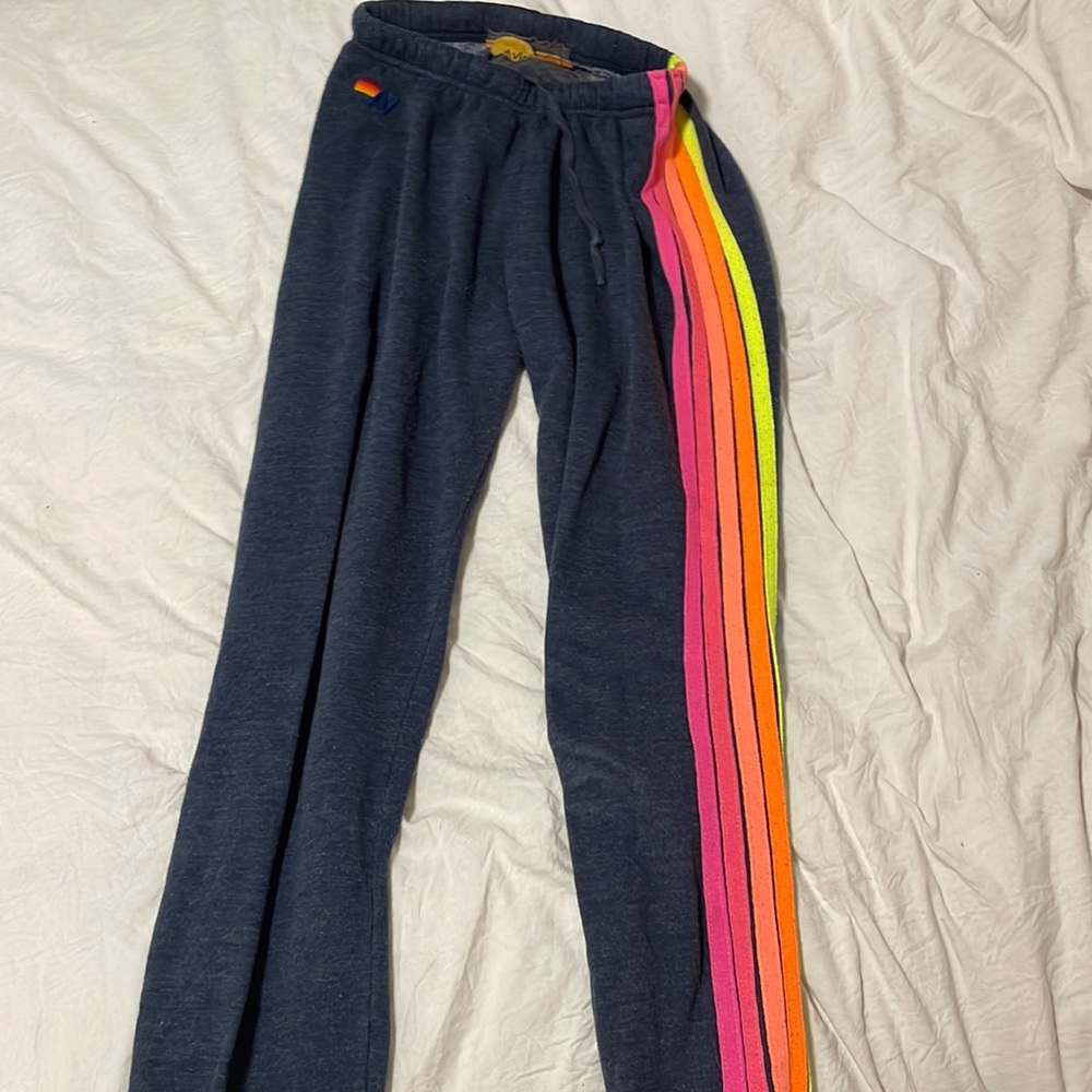 aviator nation navy with neon stripes sweatpants